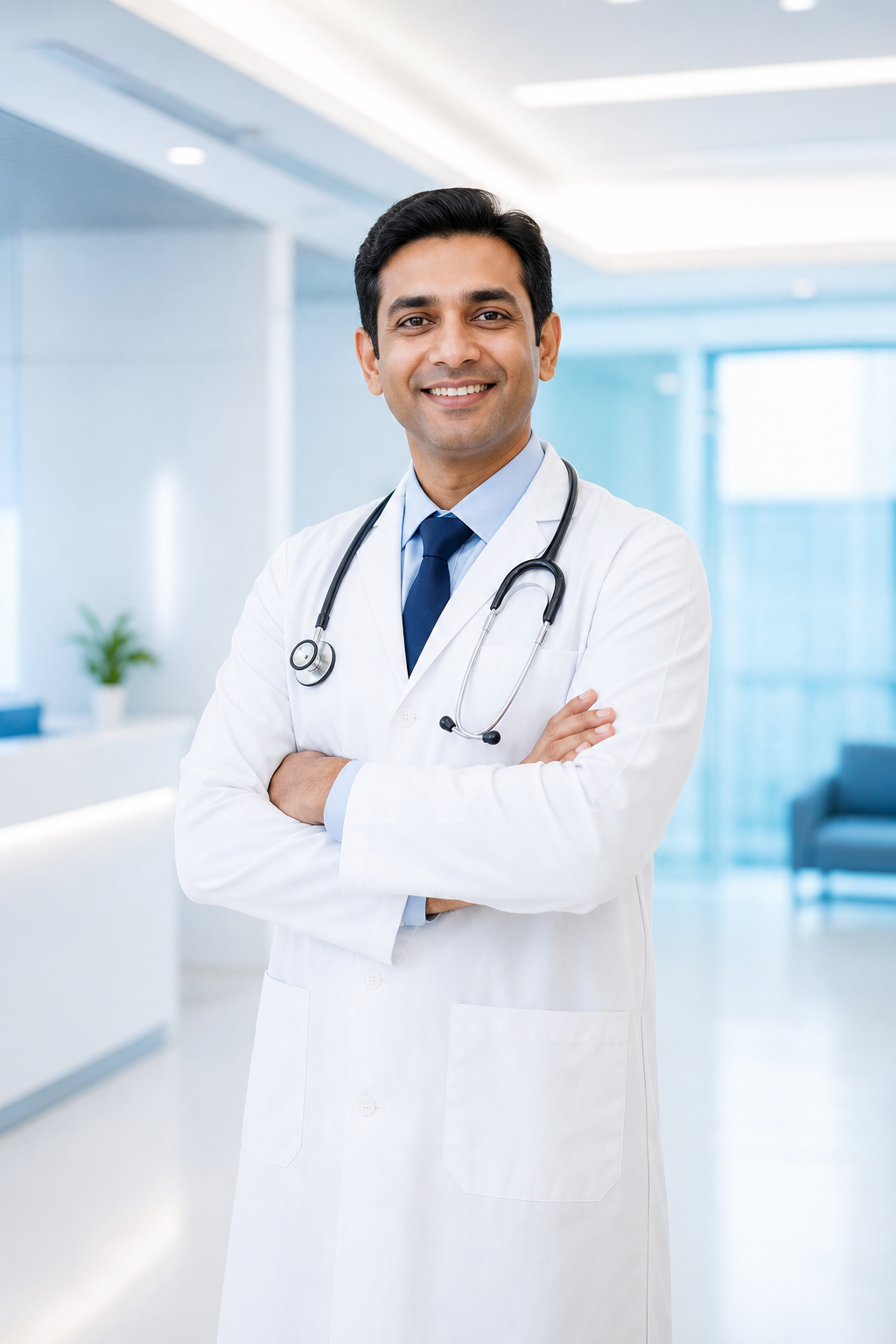 Smiling doctor at Abhishek